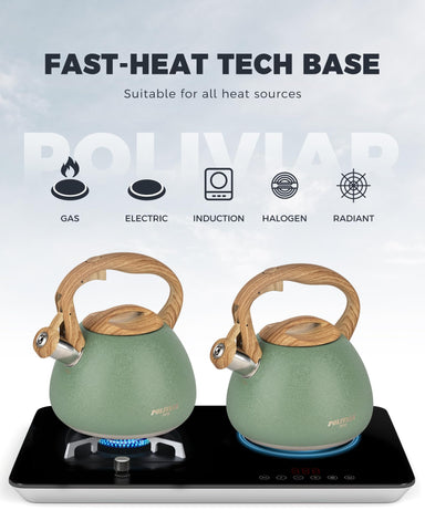 Poliviar hervidor-tetera, diseño ergonómico para manejo cómodo.