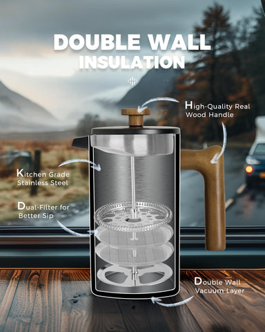 POLIVIAR Prensa Francesa de capacidad 1000 ml ideal para compartir