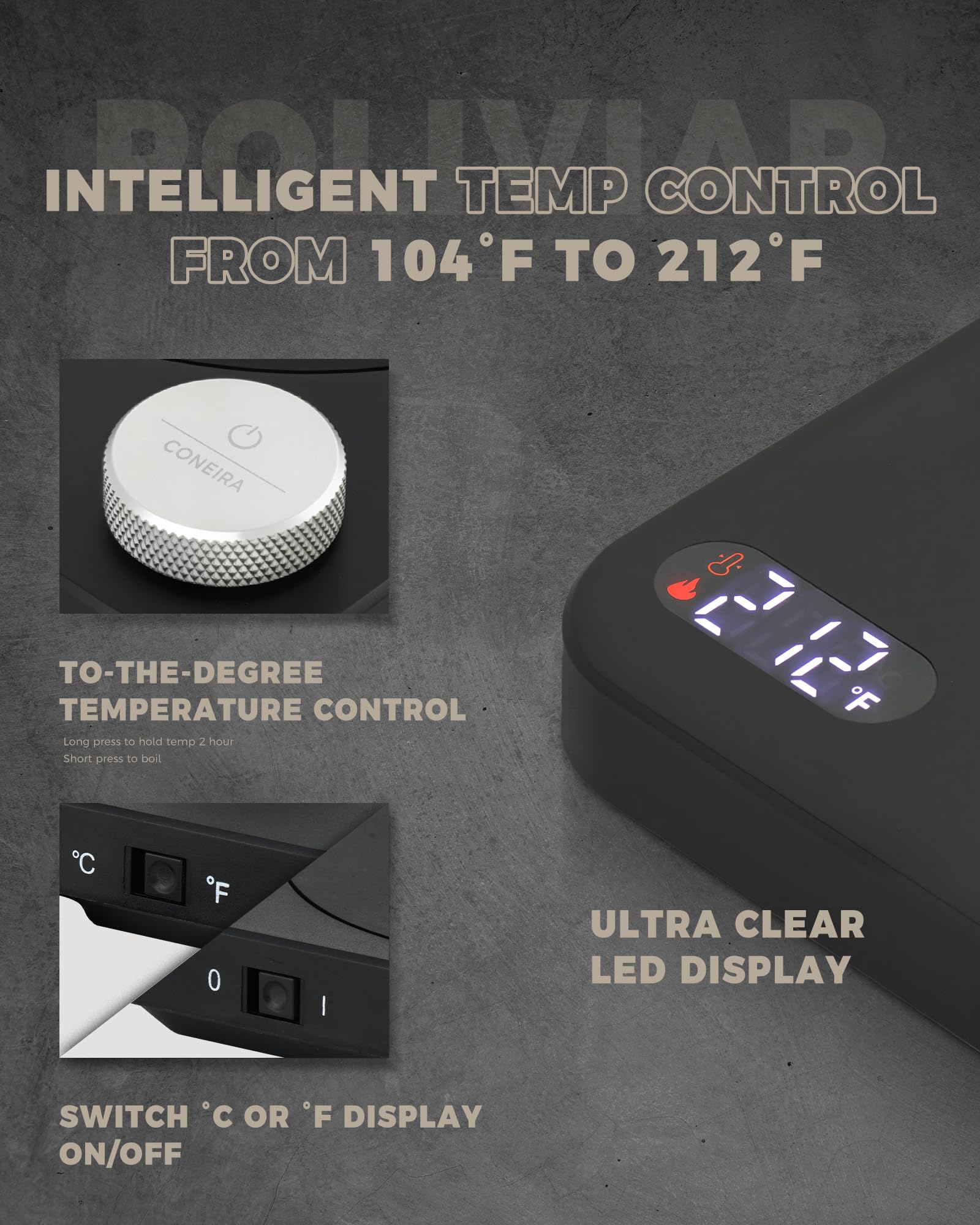 POLIVIAR tetera control de temperatura preciso 40–100 °C con STRIX