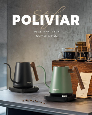 POLIVIAR tetera mango de madera ergonómico para verter cómodo