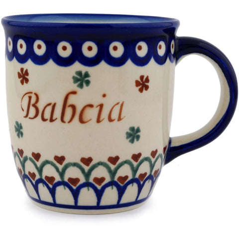 Taza Polmedia Polaca Babcia con corazones y flores para uso diario