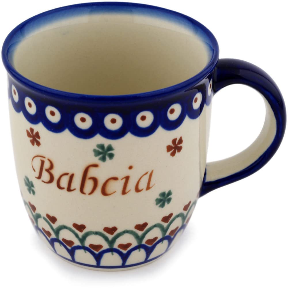 Detalle pintado a mano de la taza Babcia de Polmedia