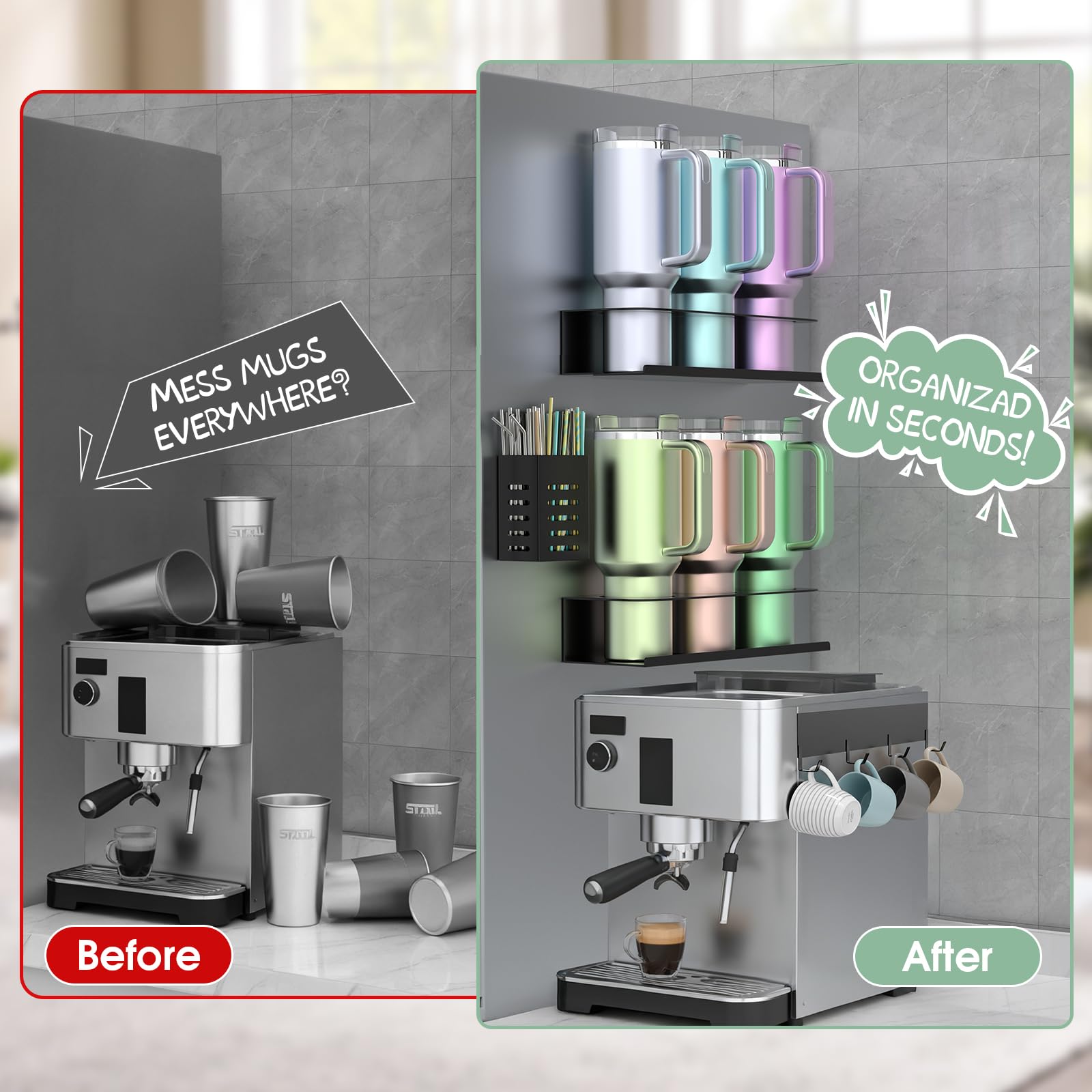 POLRAI diseño compacto ahorra espacio en cocina, nevera y escritorio.