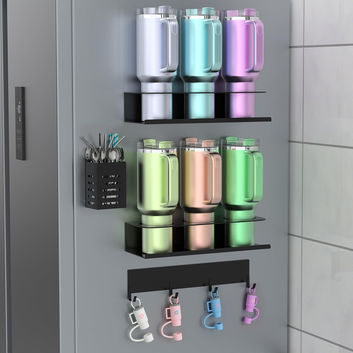 POLRAI organizador magnético para copas Stanley 30 oz ofrece soporte estable.