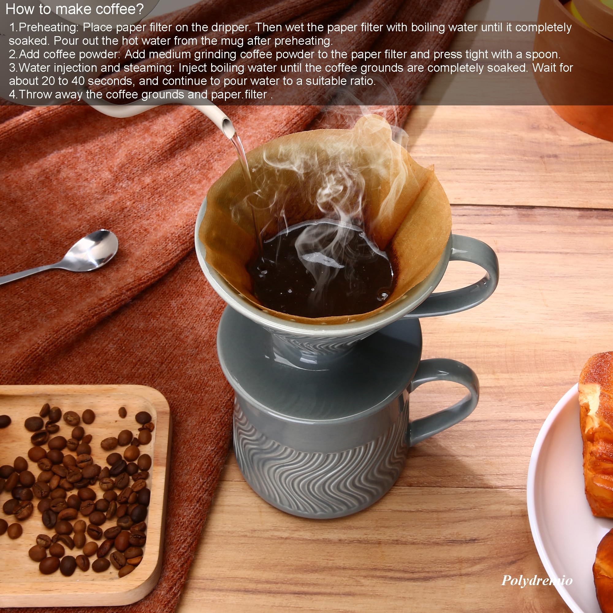 Polydremio set café gris para una experiencia de vertido en casa.