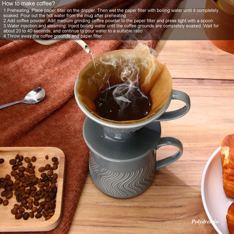 Polydremio set café gris para una experiencia de vertido en casa.