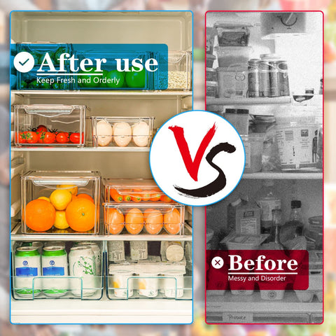 Pomeat organizador nevera apilable mediano, fácil acceso a los alimentos.