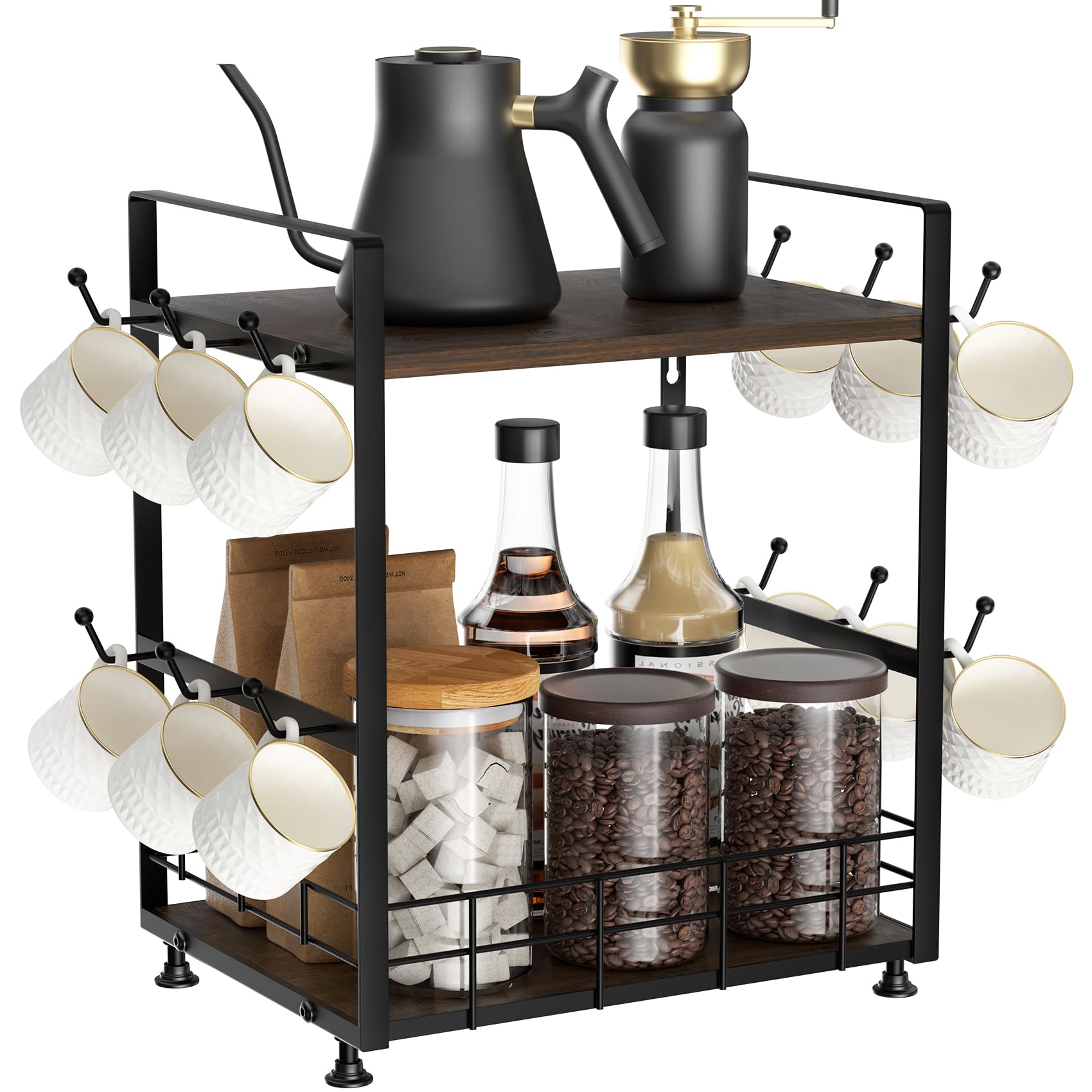 PONEYA dos niveles soporte tazas de café con capacidad para doce tazas, ideal para encimera.