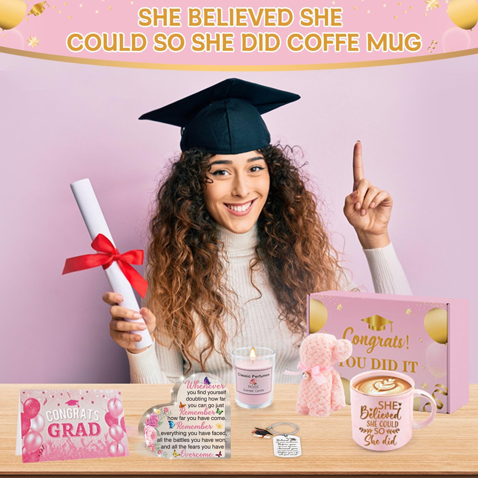 Pongime tarjeta de felicitaciones graduación, detalle personal para acompañar el regalo.