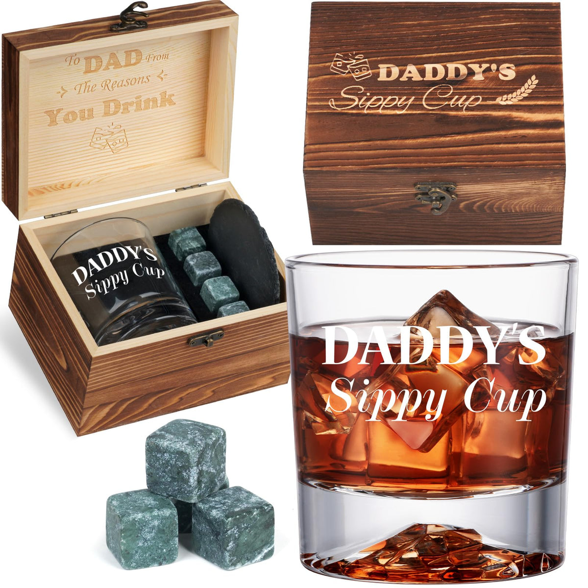 Vaso whisky PONPUR, conjunto para papá, perfecto para brindis en casa