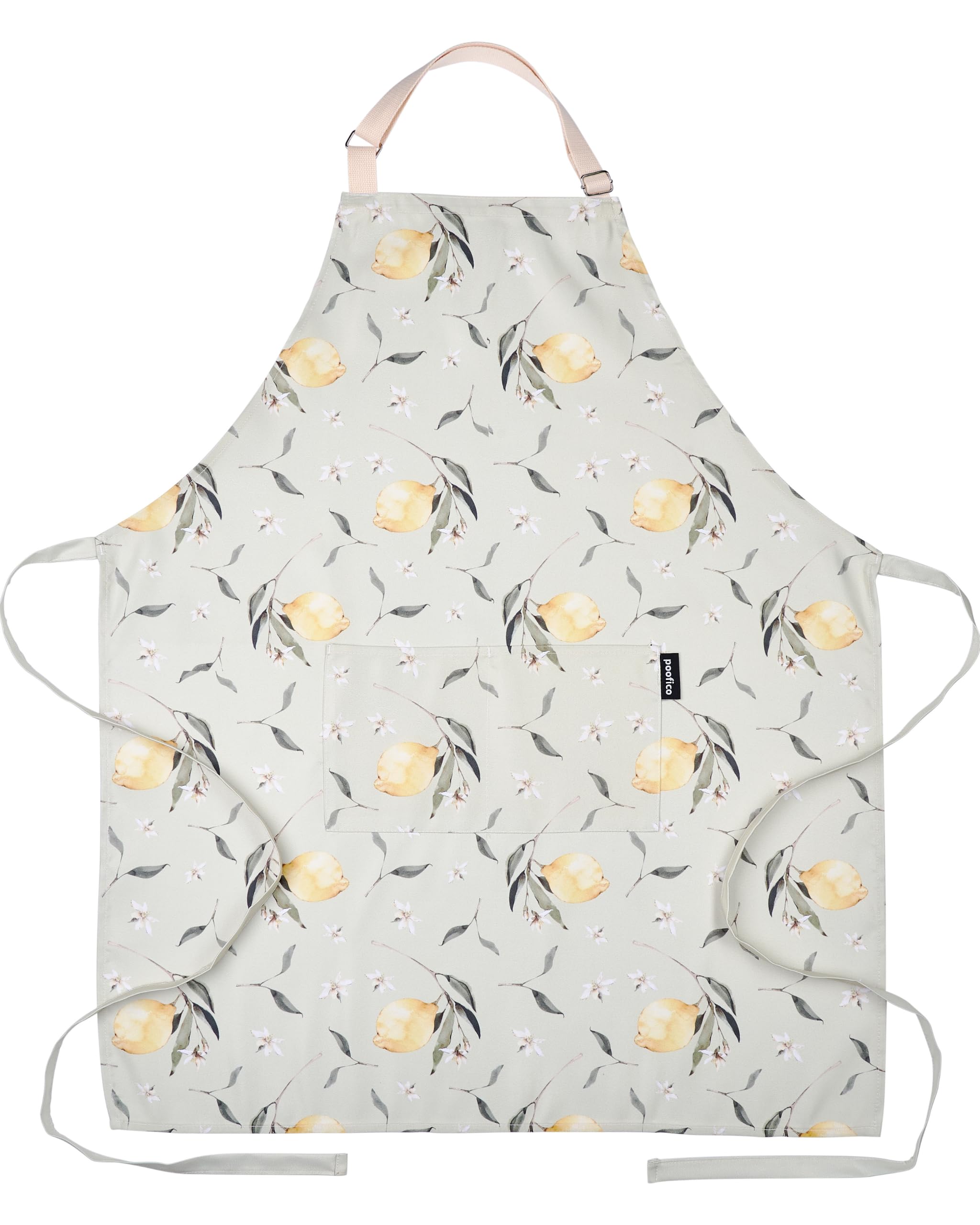 Poofico delantal de cocina, diseño limón floral, cómodo y práctico.