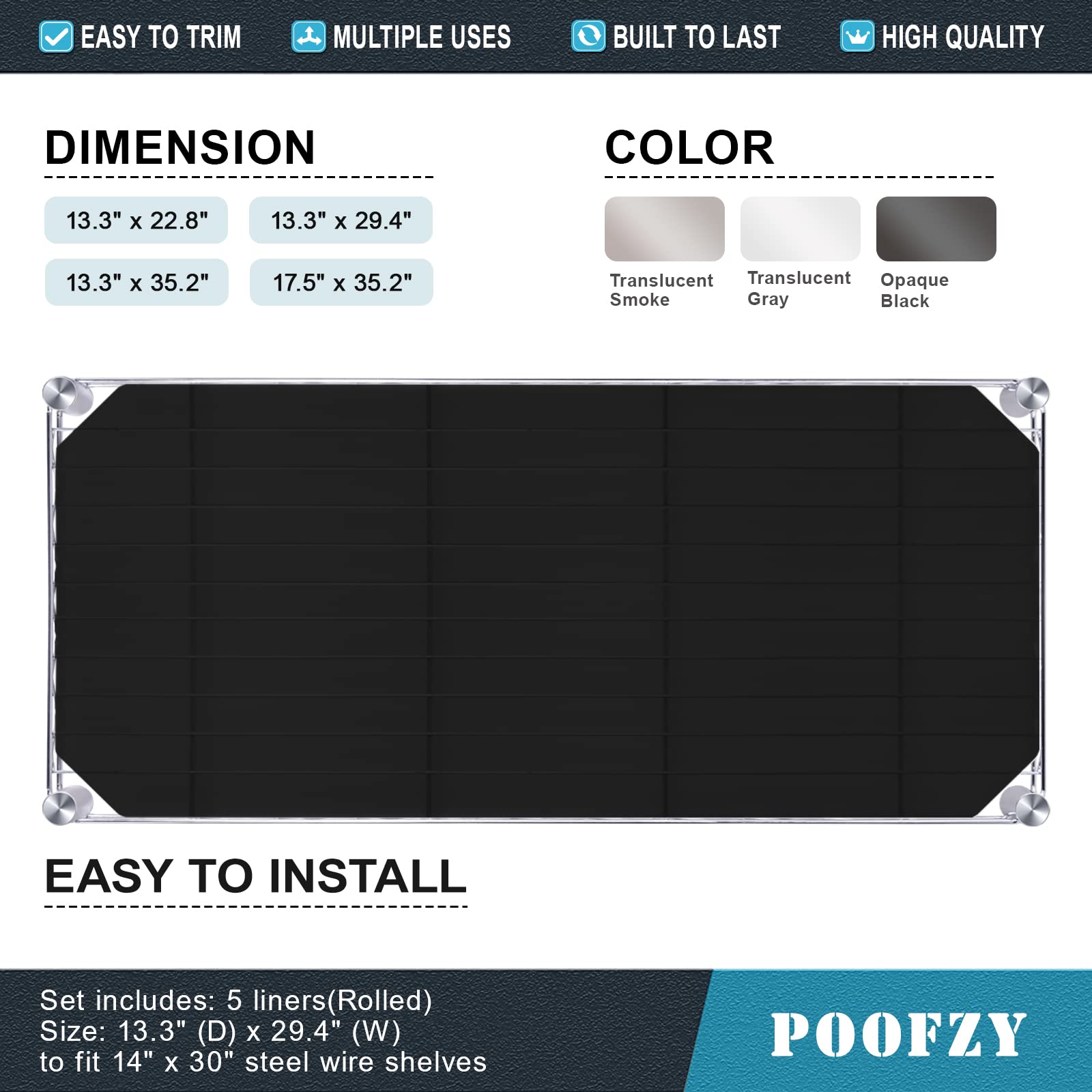 Poofzy estera para estante de alambre ajuste perfecto con cortes sencillos