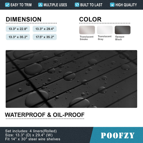 Poofzy revestimiento con bordes recortados para compatibilidad con estanterías estándar