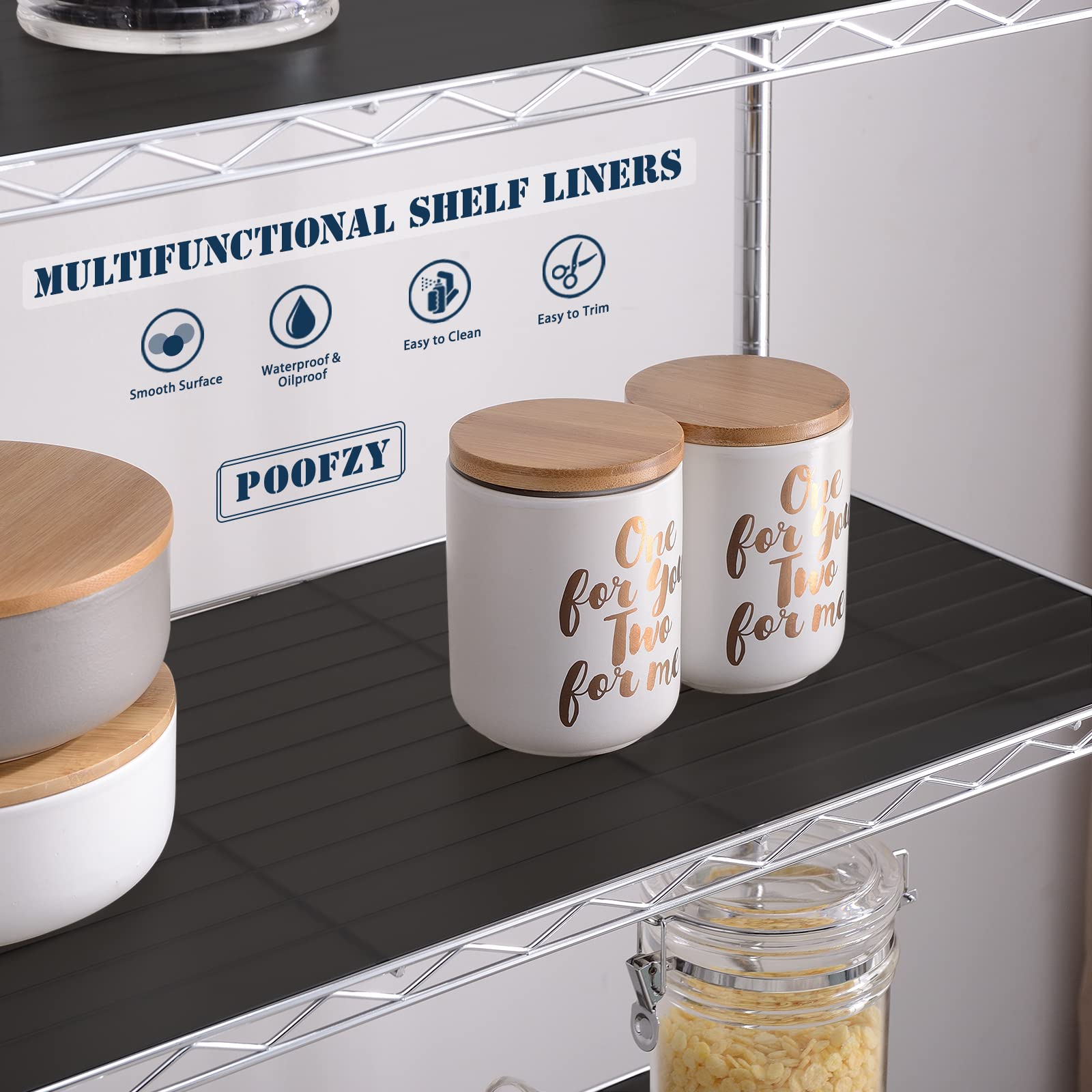 Poofzy forro de estantería para cocina: protege contenidos y facilita limpieza