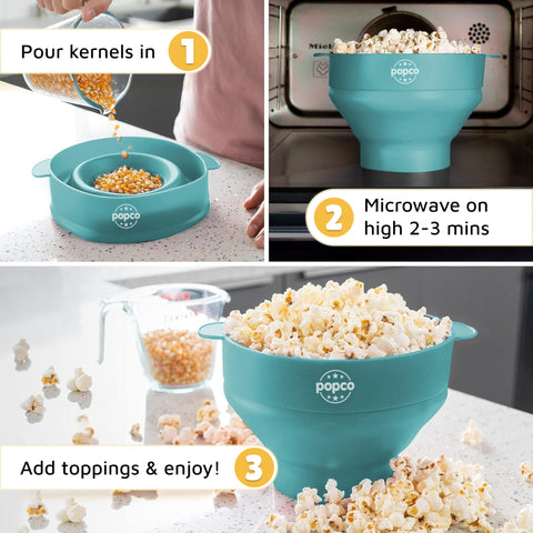 POPCO Palomitas de silicona con capacidad de 15 tazas para compartir