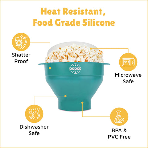 POPCO Palomitas de silicona para microondas, preparación rápida