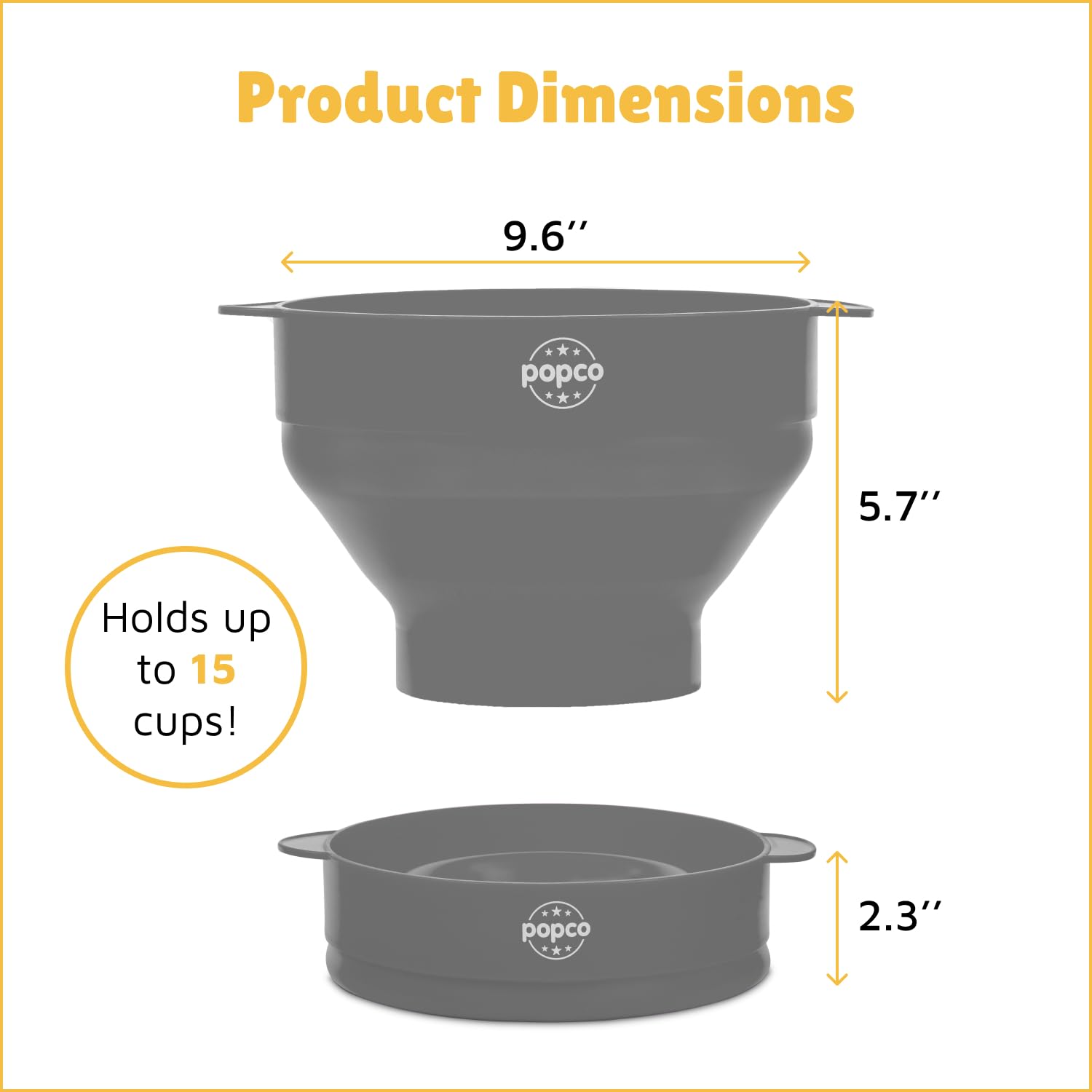 Palomitera POPCO de silicona con capacidad para 15 tazas de palomitas