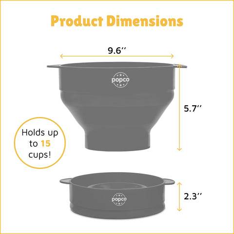 Palomitera POPCO de silicona con capacidad para 15 tazas de palomitas