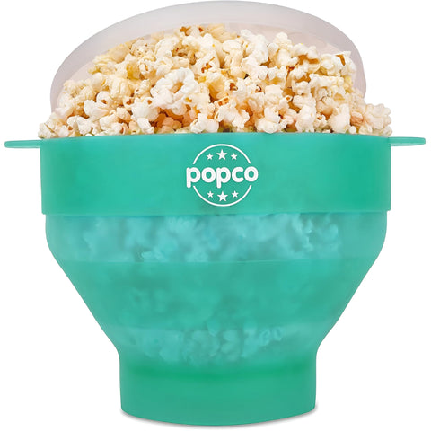 POPCO palomitero de silicona con asas para microondas; fácil de usar