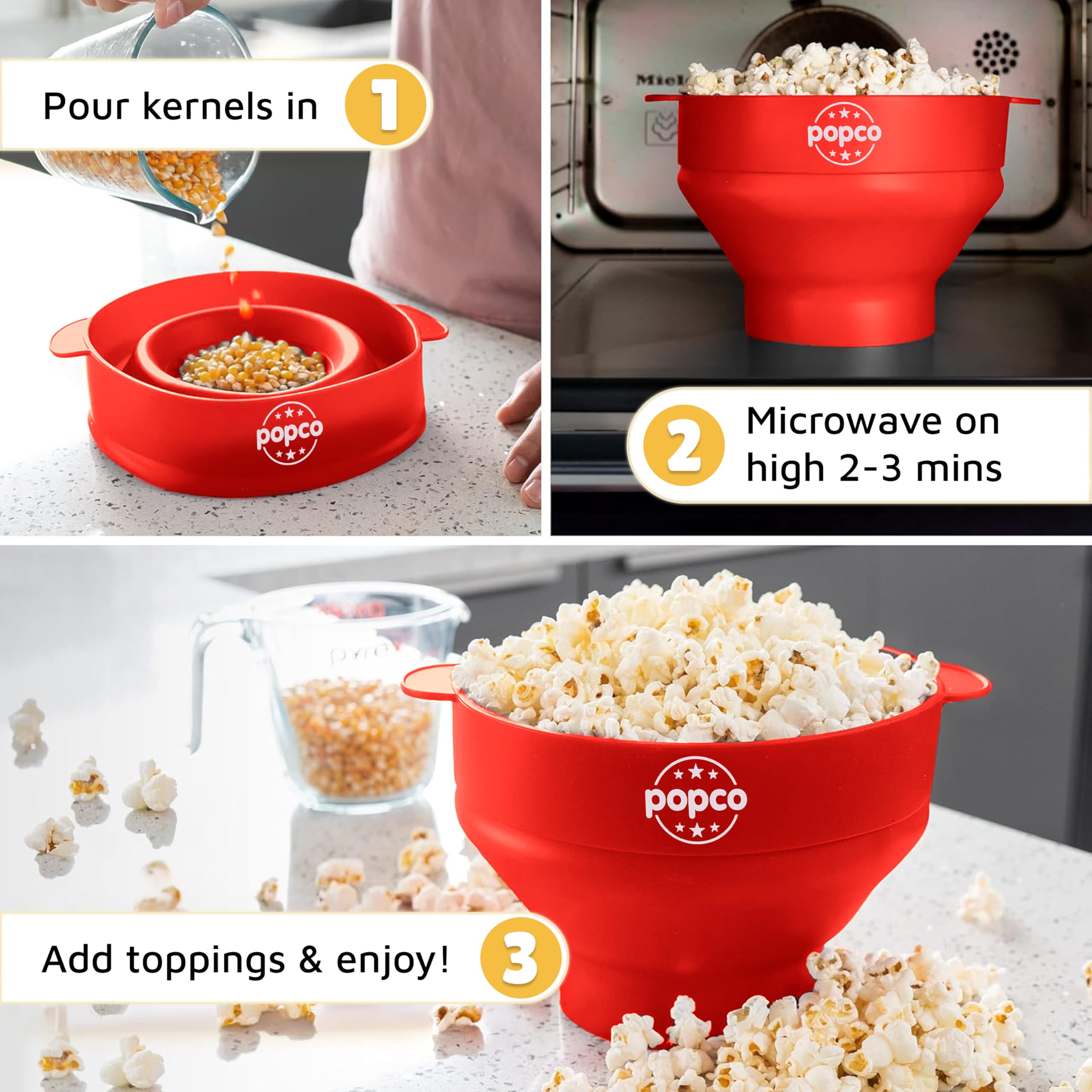 Tapa con asas integradas de POPCO para manejo seguro.