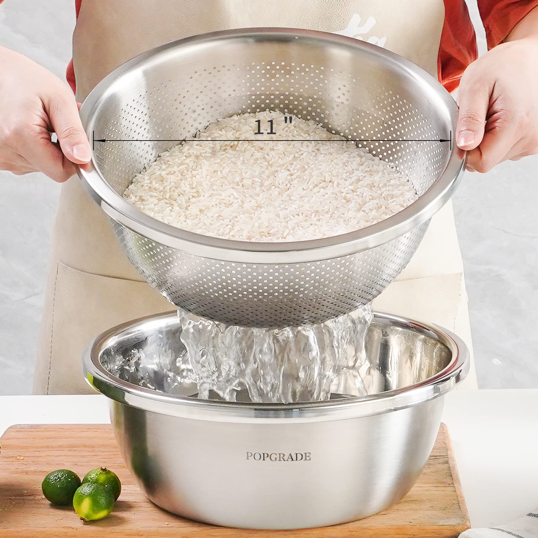 POPGRADE enjuague de arroz y pasta con drenaje eficiente.