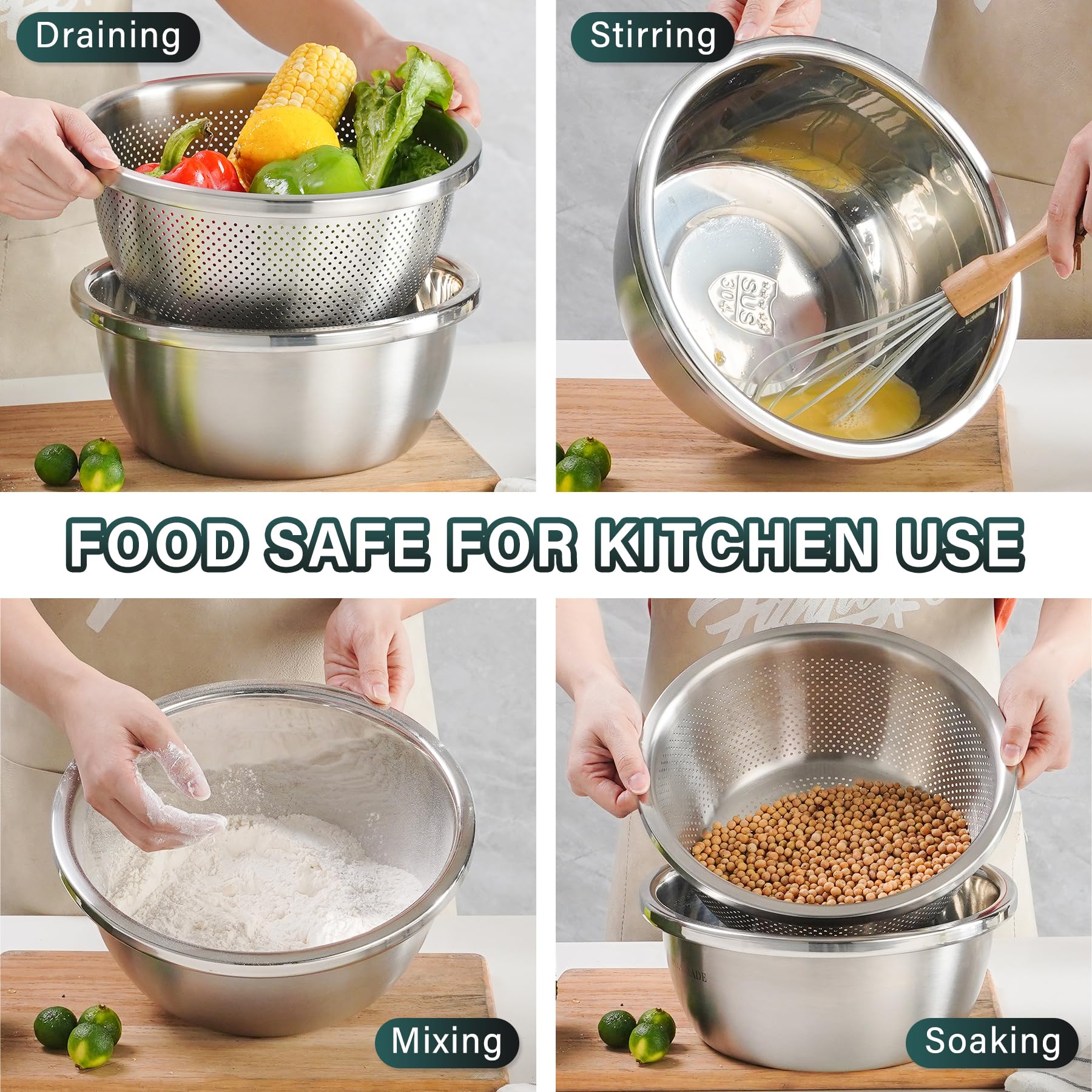 POPGRADE colador 2 mm poros para enjuague de arroz y pasta.