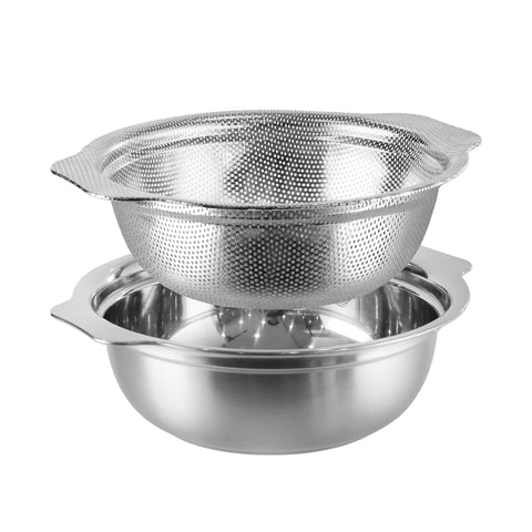 POPGRADE colador inoxidable de 5,5qt con 2 piezas para drenaje rápido
