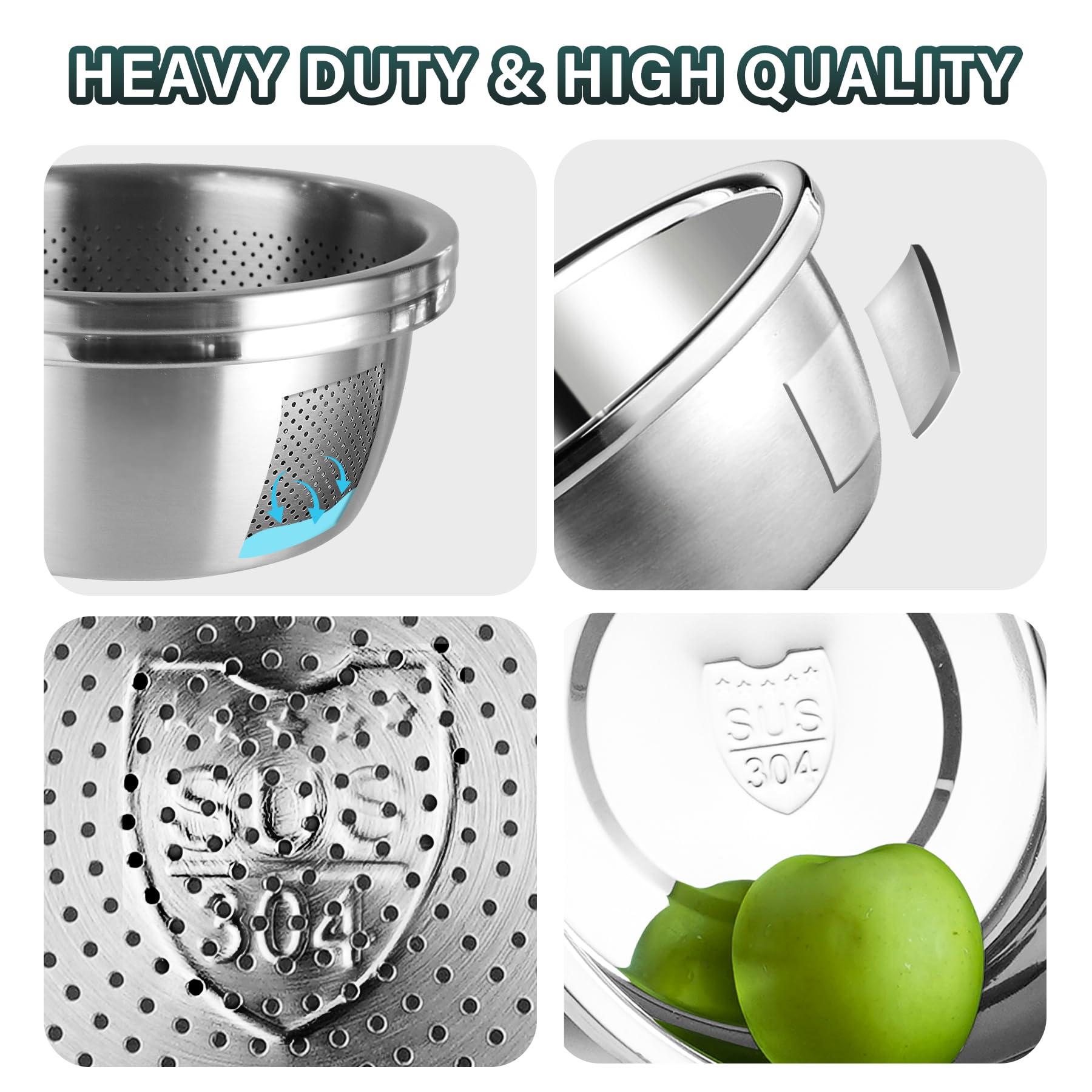 POPGRADE conjunto colador y bol apilables para ahorro de espacio.