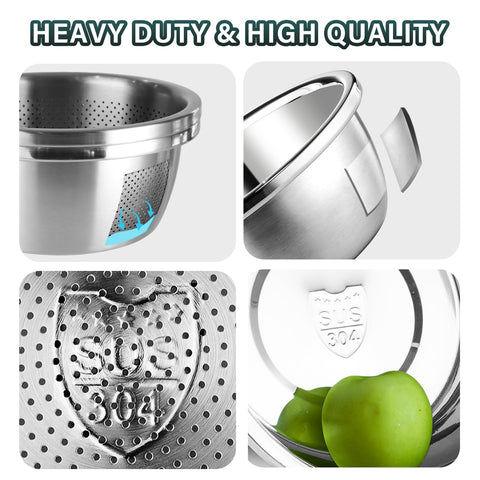 POPGRADE conjunto colador y bol apilables para ahorro de espacio.