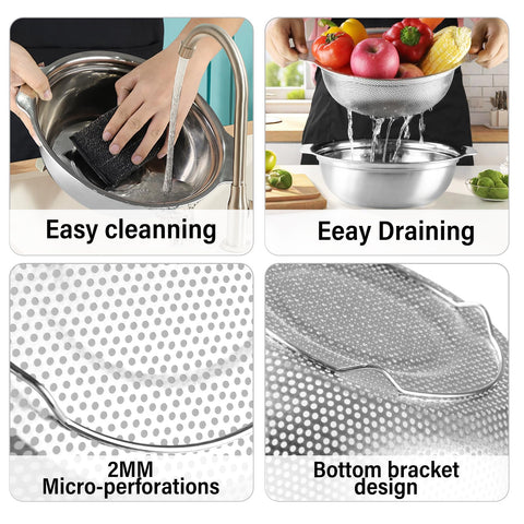 POPGRADE tazón mezclador de 5qt para combinar y escurrir