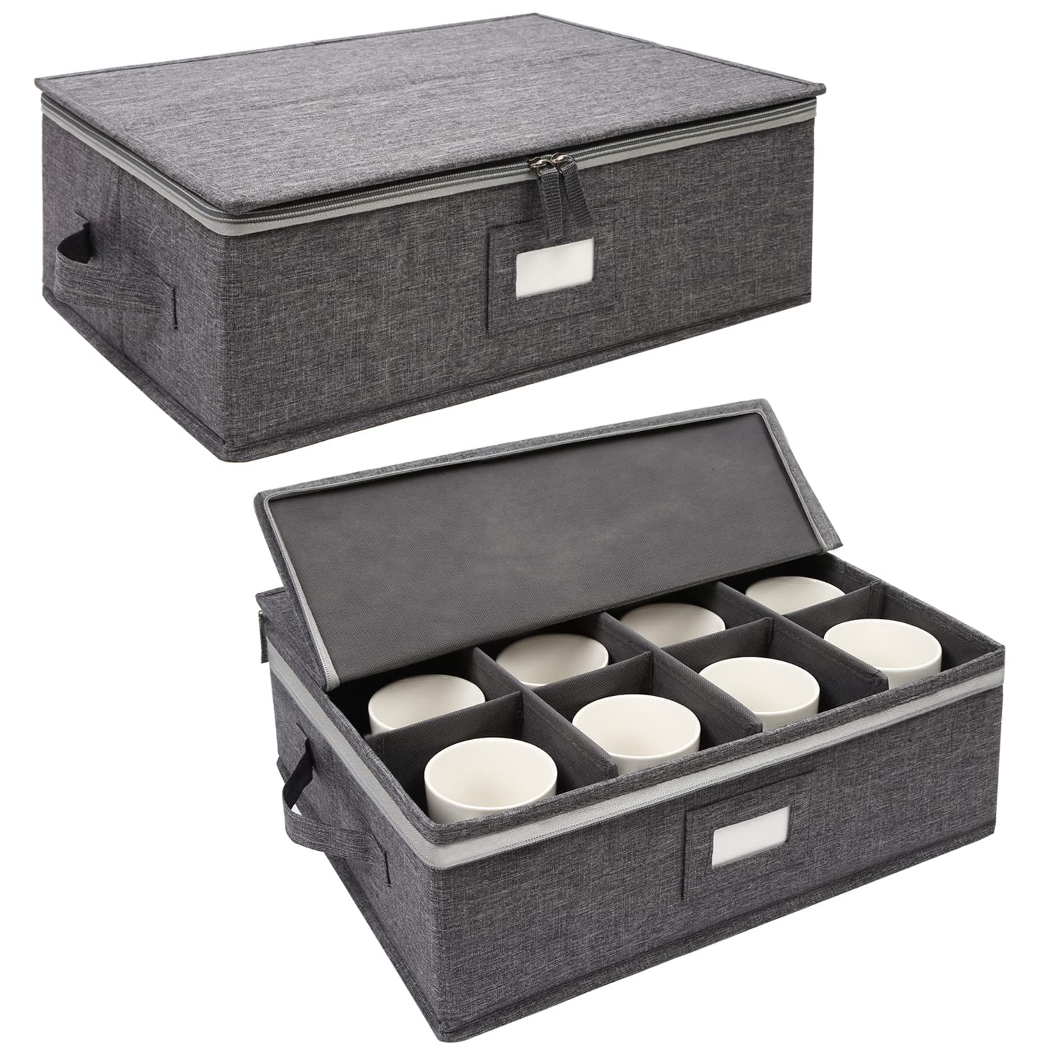 Popoly almacenamiento de tazas con divisiones ajustables para organizar eficientemente.