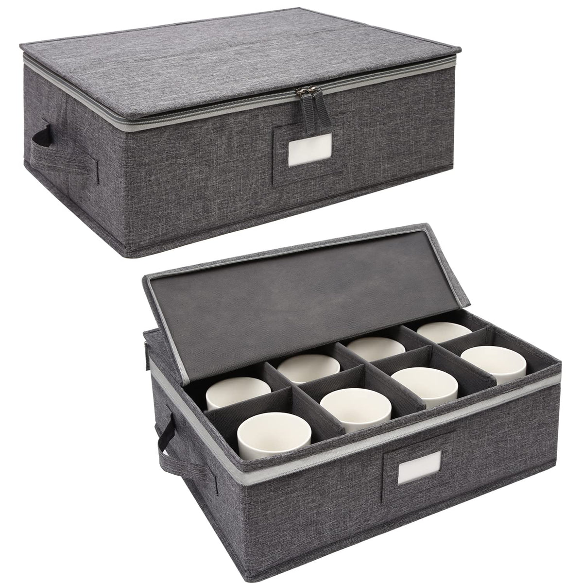 Popoly almacenamiento de tazas con divisiones ajustables para organizar eficientemente.