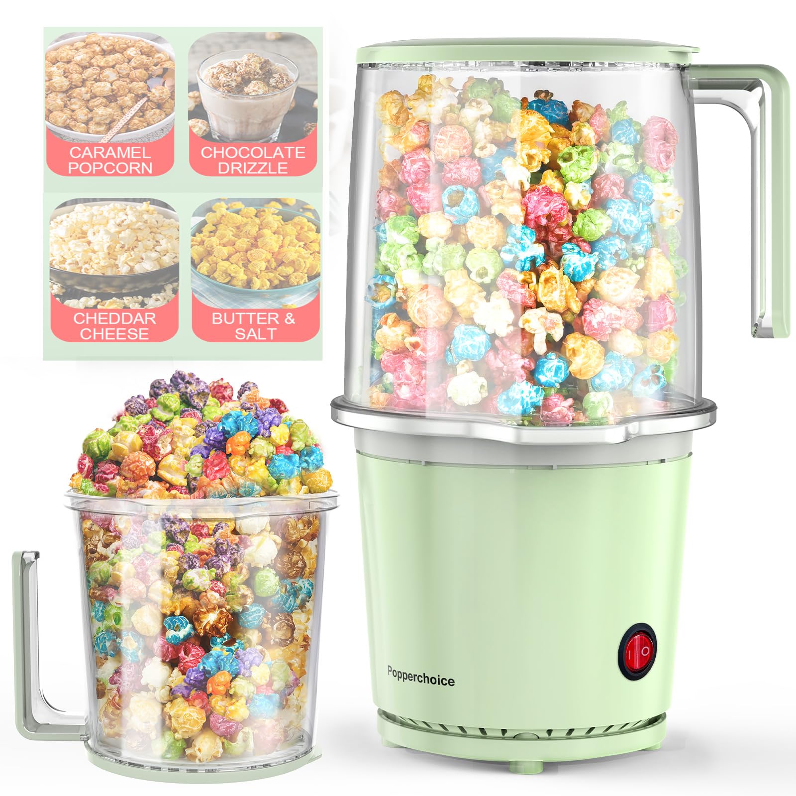 Popperchoice, máquina de palomitas de aire en la cocina, lista para snacks sin grasa.