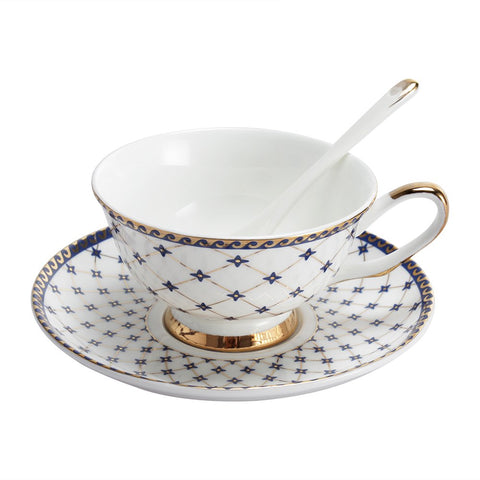 Porlien Taza de té Estrellas Azul Royal con brillo dorado para ritual diario.
