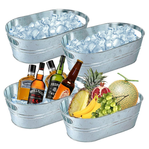 PORPOR BOOYA cubos galvanizados para hielo, conjunto de 4, ideal para fiestas.