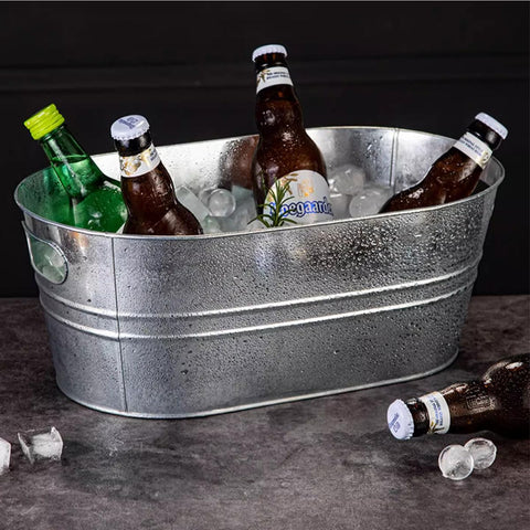PORPOR BOOYA cubo multiusos galvanizado, útil para bebidas y almacenamiento.