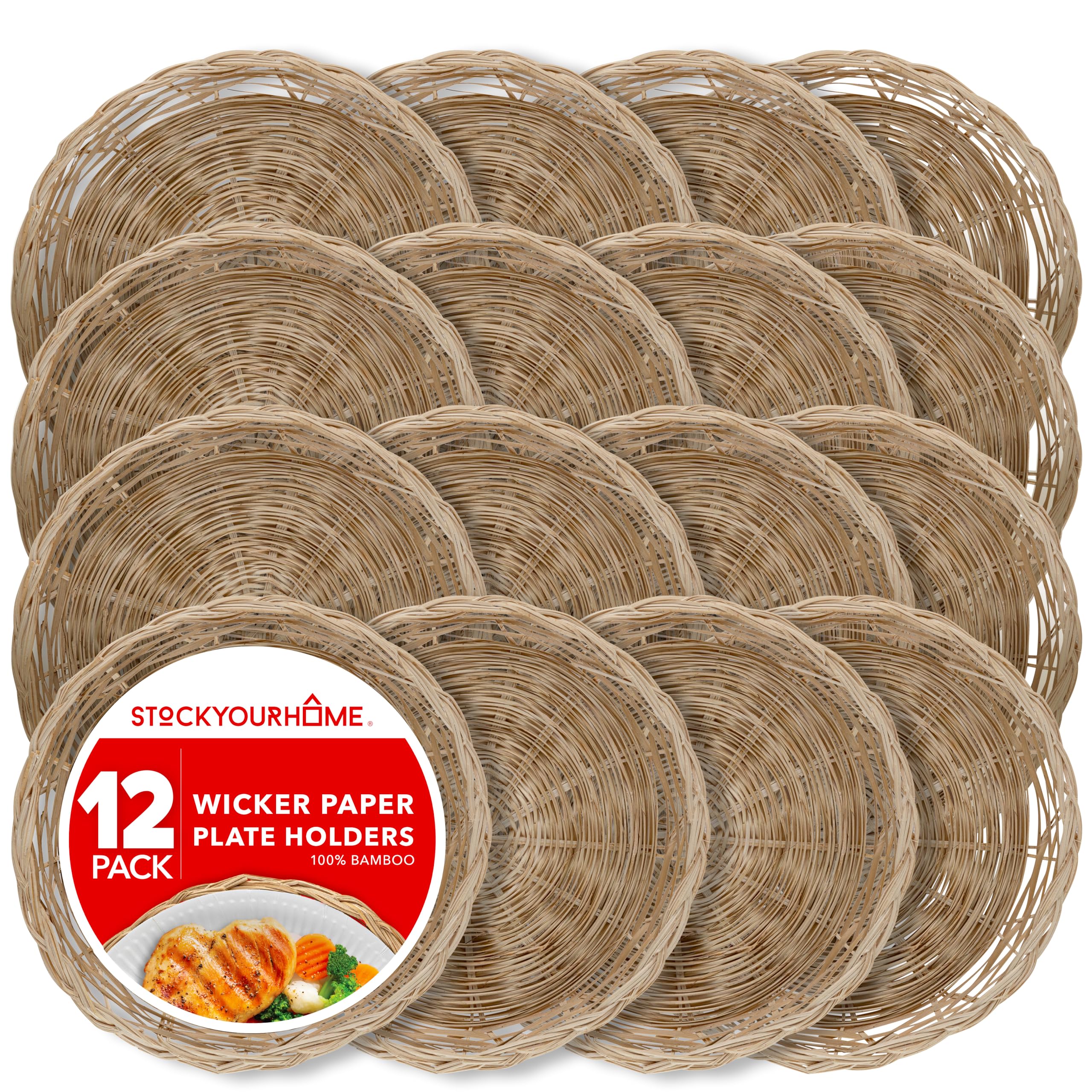 Portaplatos Stock Your Home wicker bambu 10 pulgadas: soporte estable para platos.