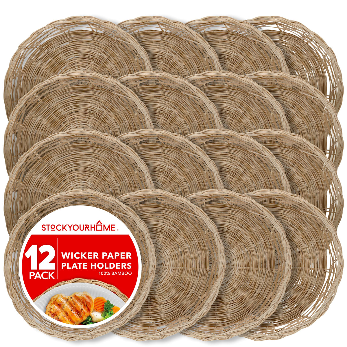 Portaplatos Stock Your Home wicker bambu 10 pulgadas: soporte estable para platos.