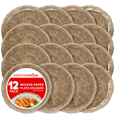 Portaplatos Stock Your Home wicker bambu 10 pulgadas: soporte estable para platos.
