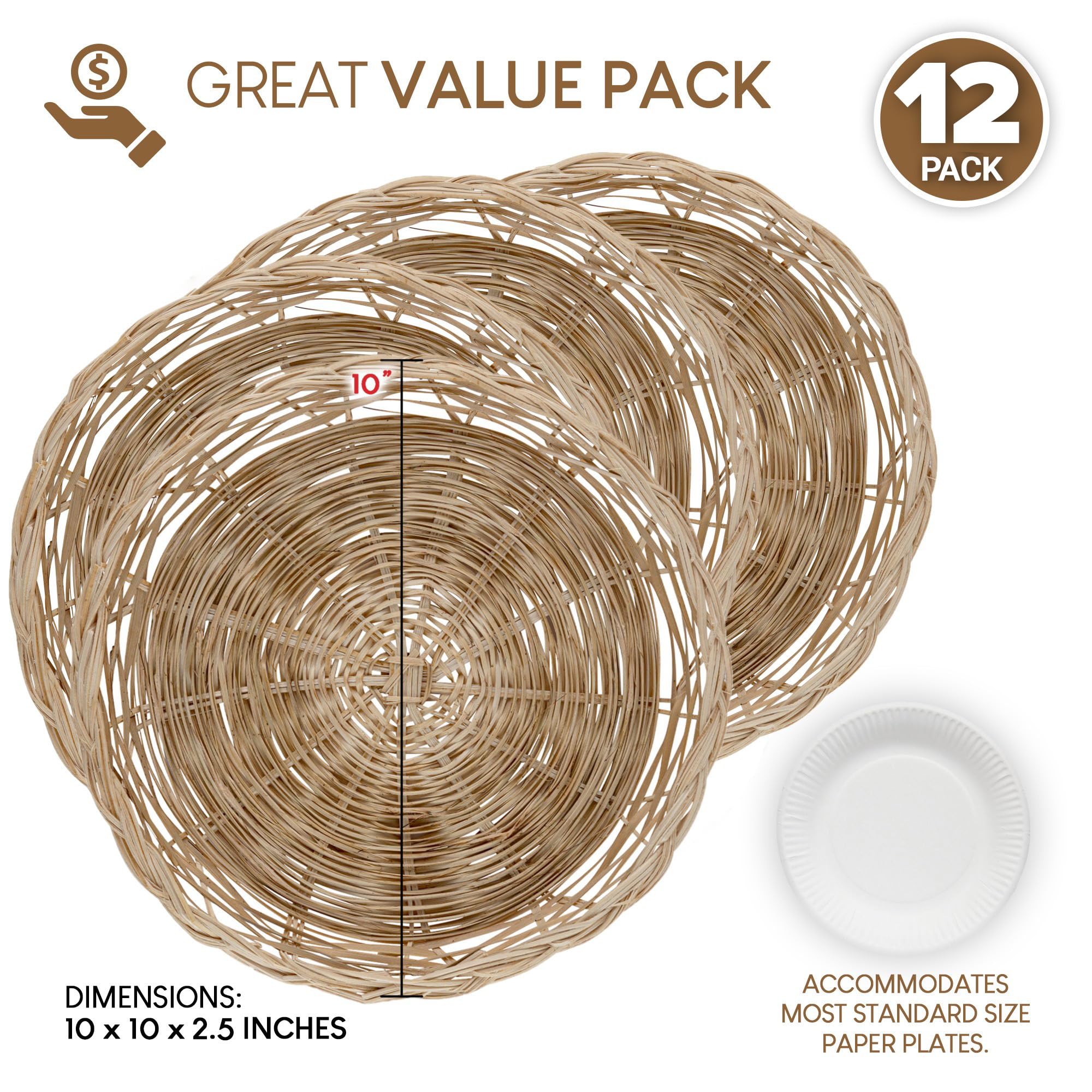 Portaplatos Stock Your Home wicker bambu usos microondas seguro para recalentar.