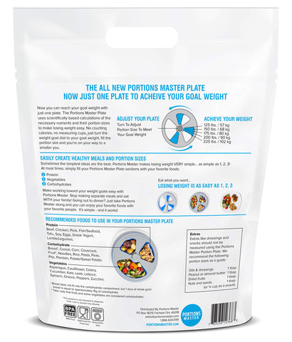 Portions Master plato con secciones para reparto equilibrado en mesa.