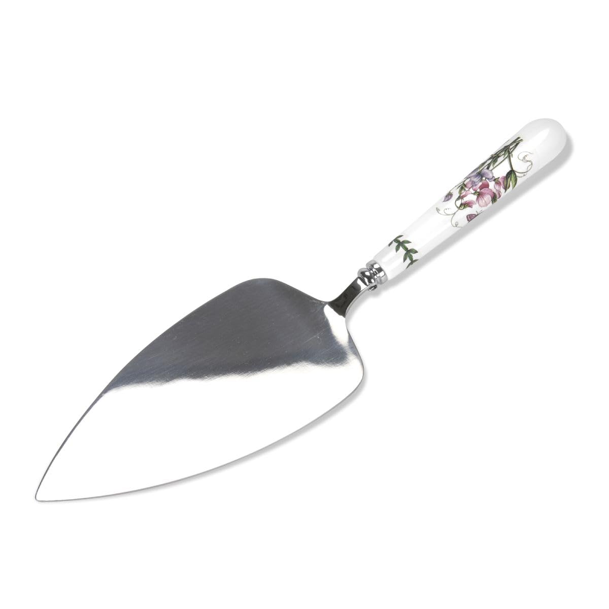 Portmeirion Botanic Garden, cuchillo para pasteles de 10,5 pulgadas con mango de porcelana floral.