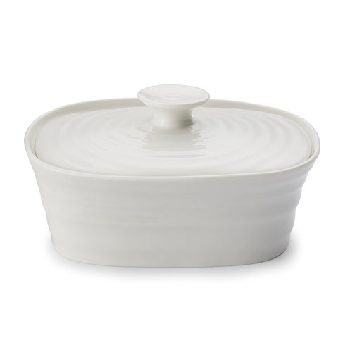 Portmeirion Sophie Conran Mantequero con tapa blanco para mantener la mantequilla fresca