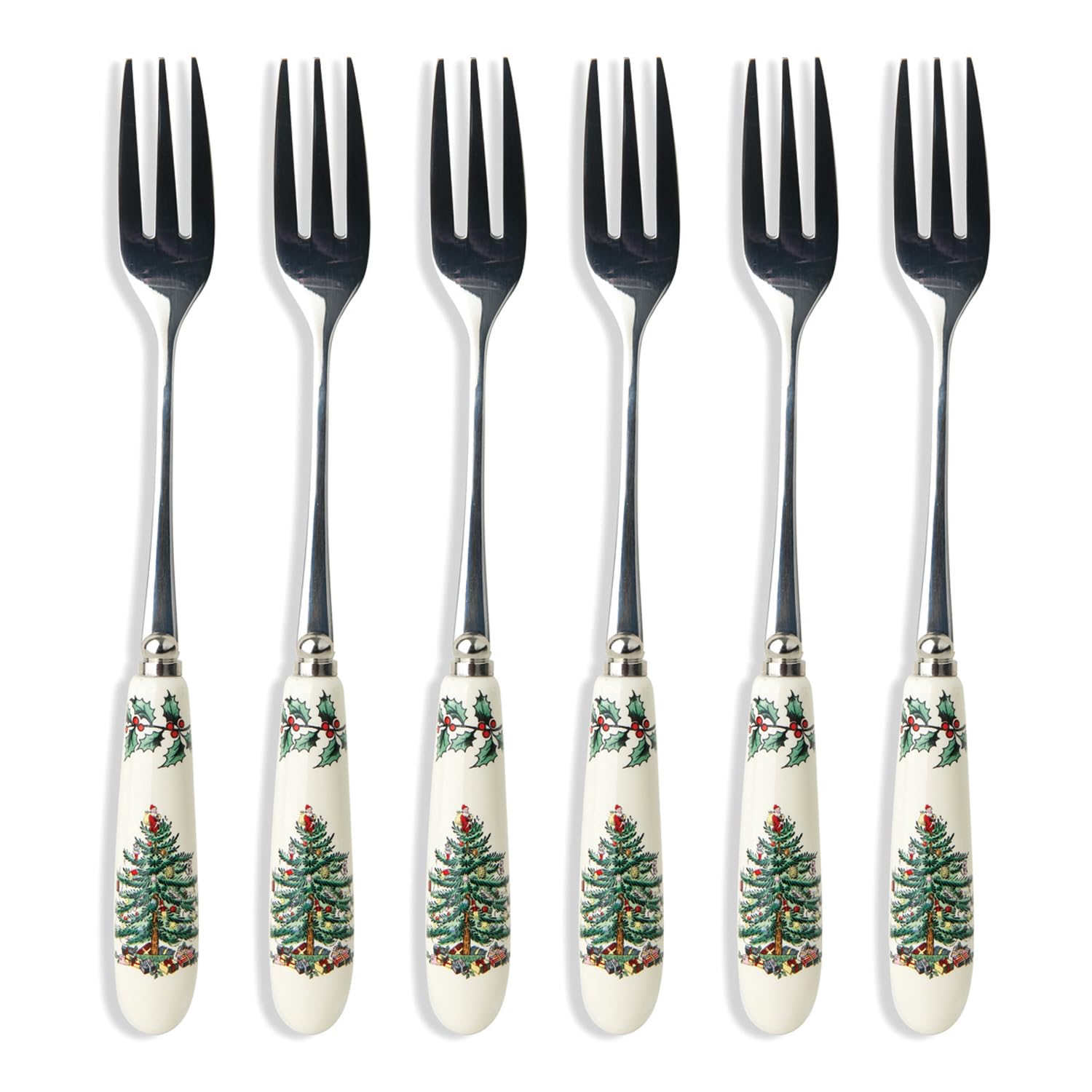 Portmeirion Spode tenedores para repostería, conjunto de 6, ideal para postres y comidas festivas.