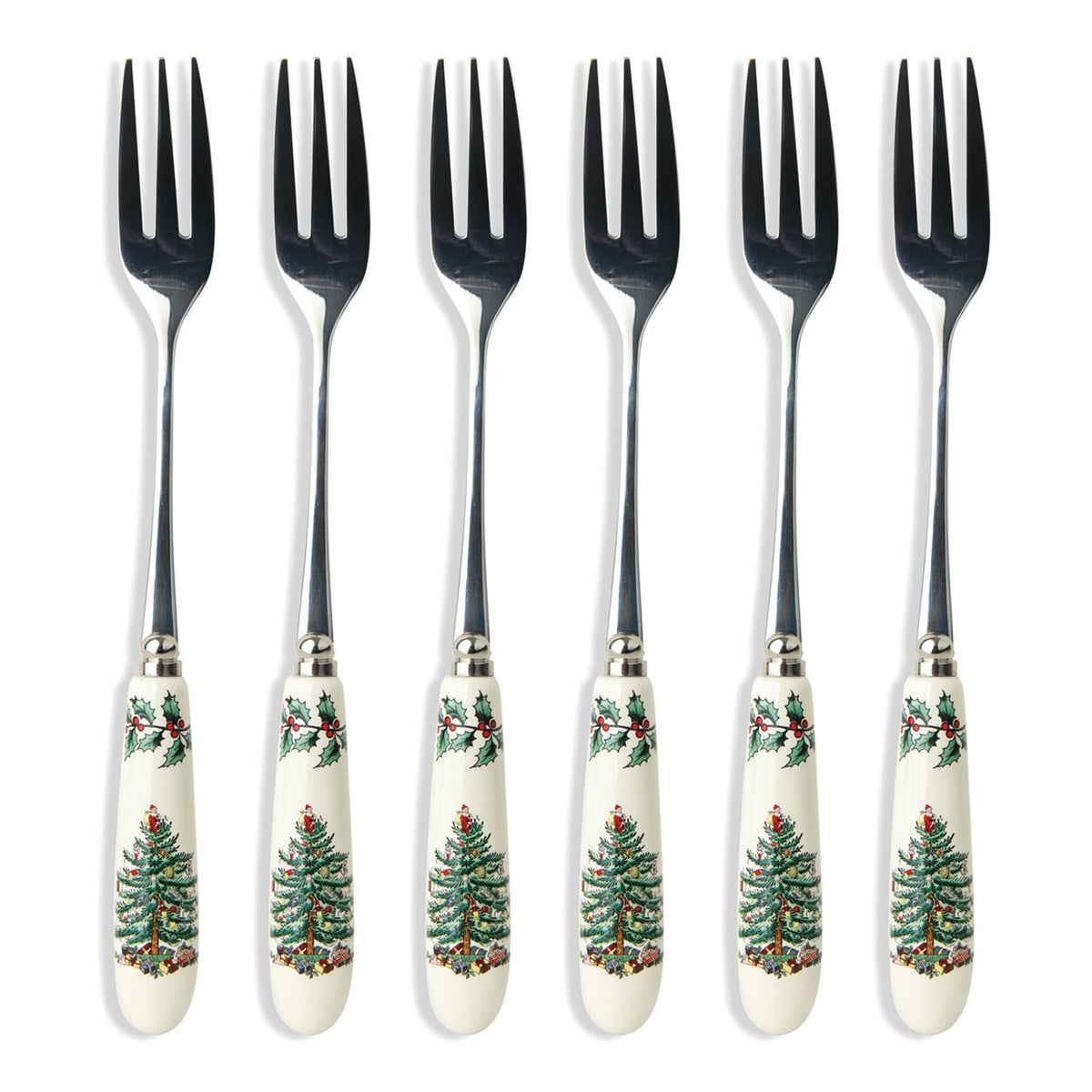Portmeirion Spode tenedores para repostería, conjunto de 6, ideal para postres y comidas festivas.