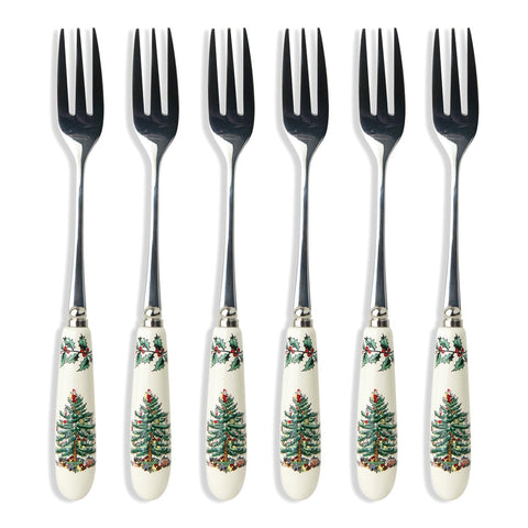 Portmeirion Spode tenedores para repostería, conjunto de 6, ideal para postres y comidas festivas.