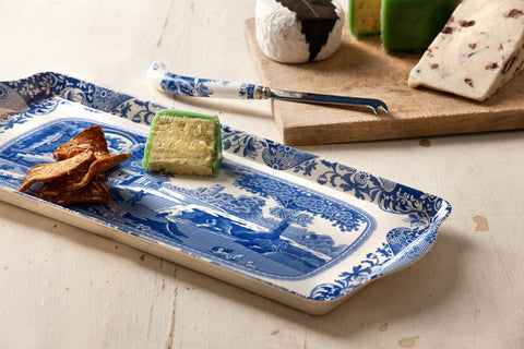 Bandeja Portmeirion Spode Azul Italiano para aperitivos en mesa, con asas