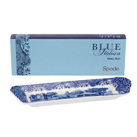 Portmeirion Spode Blue Italian bandeja pintada a mano, presentación elegante para postres.