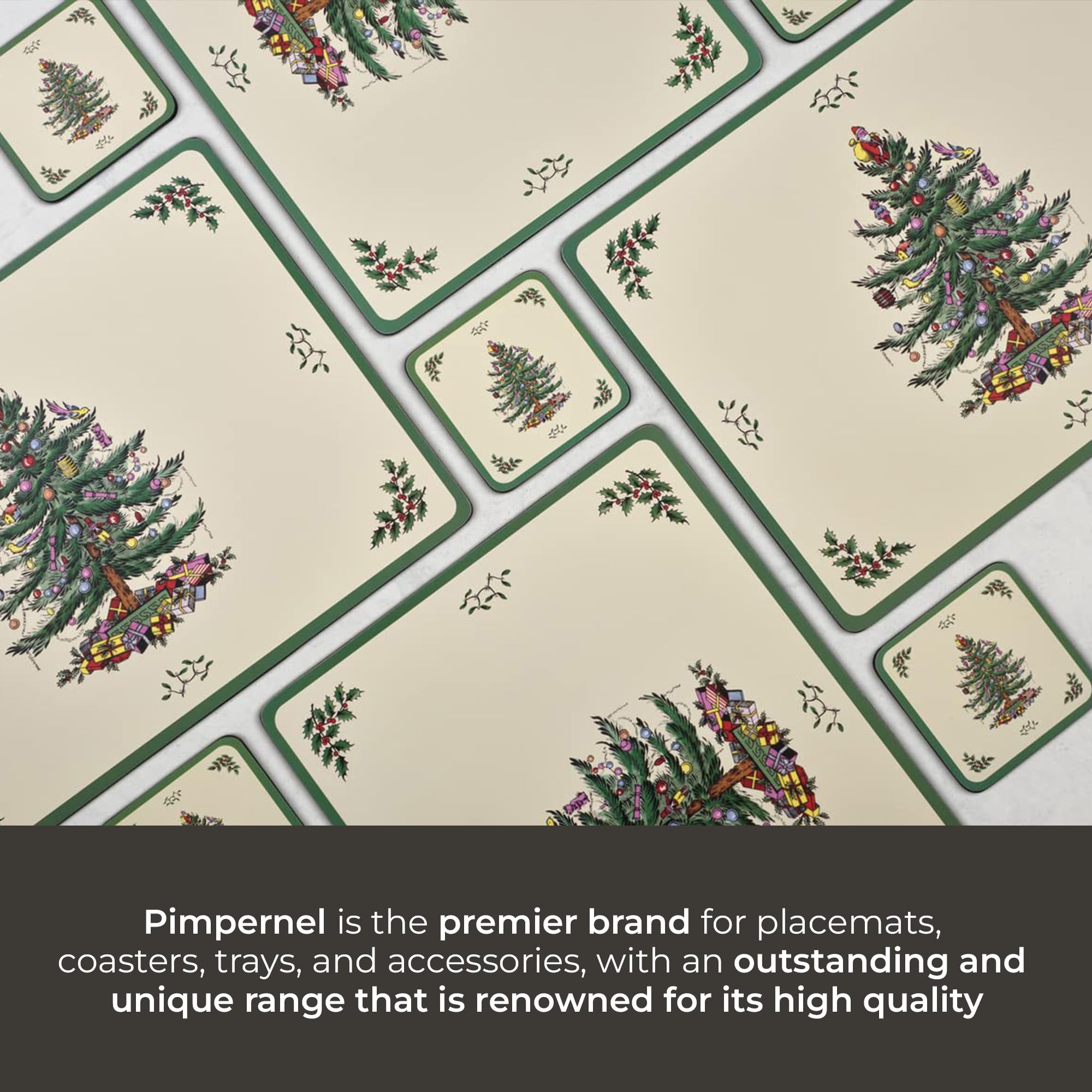 Portmeirion Spode placemats highlight the Christmas Tree motif with art-print detail.