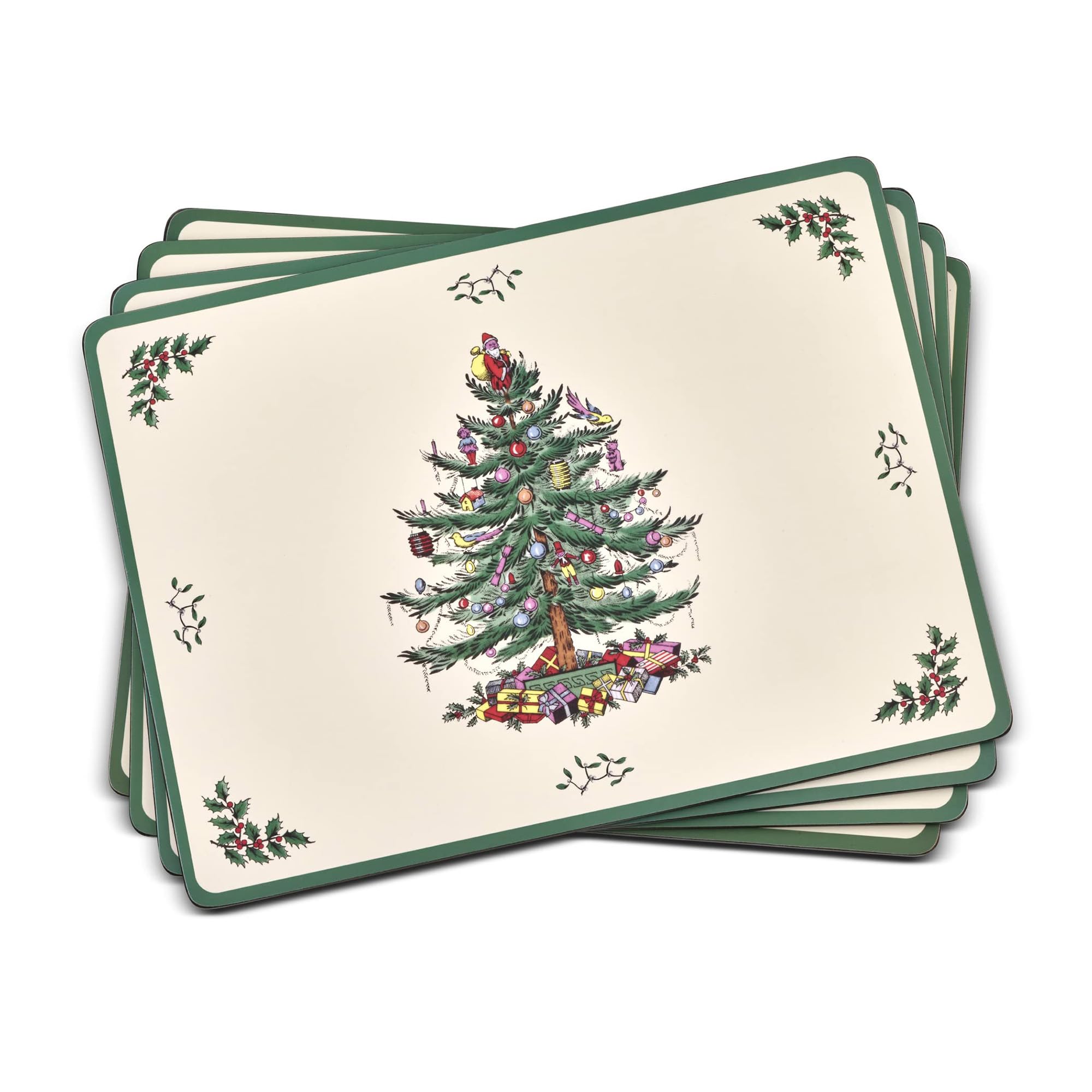 Portmeirion Spode Christmas Tree placemats showcase decorative artwork for holiday tables.